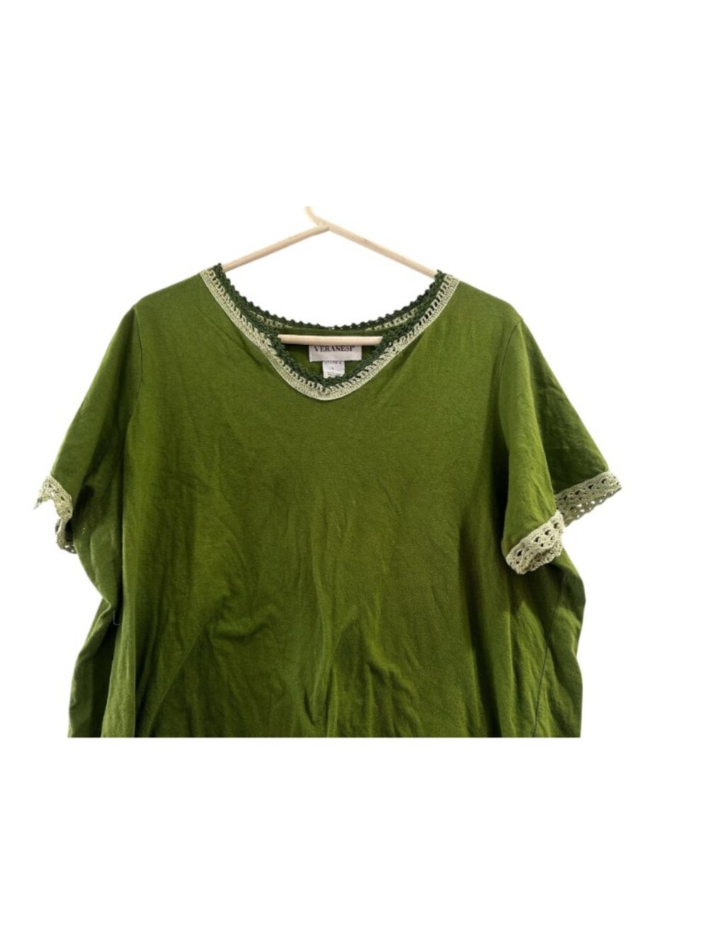Veranesi Long Maxi Skirt & Top Set Large Green Pleated Flowy Floral Boho Gypsy - Picture 7 of 16